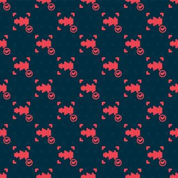 Red line Voice recognition icon isolated seamless pattern on black background イラスト素材
