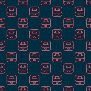 Red line Vote box or ballot box with envelope icon isolated seamless pattern on Illustrazione stock