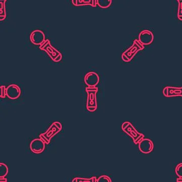 Red line VR controller game icon isolated seamless pattern on black background Stock Illustration