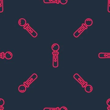 Red line VR controller game icon isolated seamless pattern on black background Stock Illustration