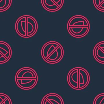 Red line Water drop forbidden icon isolated seamless pattern on black background Stock Illustration