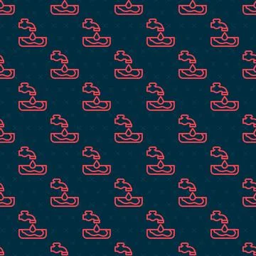 Red line Water problem icon isolated seamless pattern on black background. Po Illustrazione stock