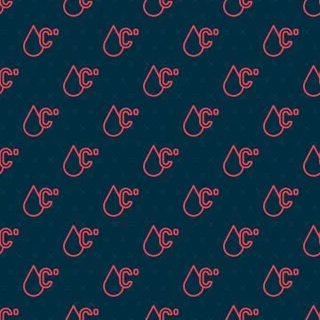 Red line Water temperature icon isolated seamless pattern on black backgrou.. Stock Illustration