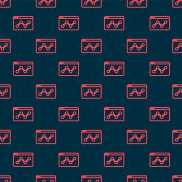 Red line Web analytics information and development website statistic icon Illustrazione stock