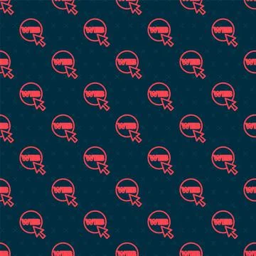 Red line Web and graphic design icon isolated seamless pattern on black Illustrazione stock