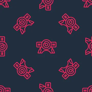 Red line Web camera icon isolated seamless pattern on black background. Chat Illustrazione stock