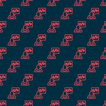 Red line Web design and front end development icon isolated seamless pattern on Illustrazione stock