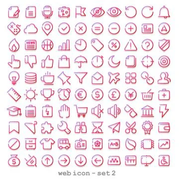 Red line web icon - set Stock Illustration