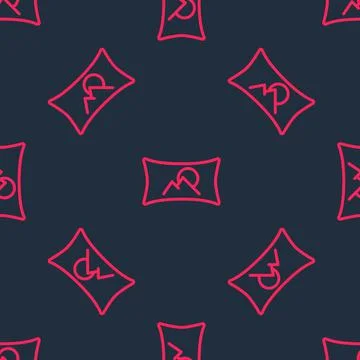 Red line Wide angle picture icon isolated seamless pattern on black backgroun Stock Illustration