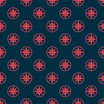 Red line Wind rose icon isolated seamless pattern on black background. Compass Stock Illustration