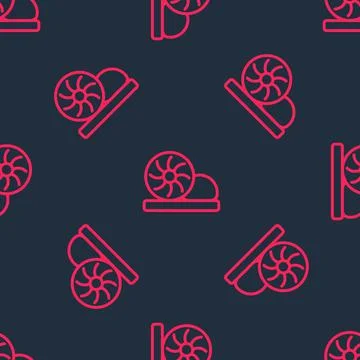 Red line Xiao long bao or steamed dumplings icon isolated seamless pattern on Illustrazione stock