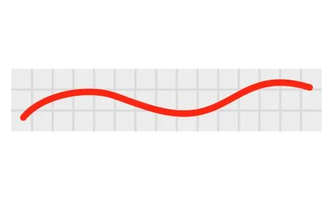 Red linear graph chart icon, flat style Stock Illustration