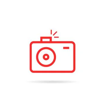 Red linear simple photo camera logo Stock Illustration