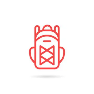 Red linear unisex backpack icon Stock Illustration