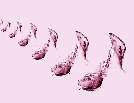 Red Lined Up Water Musical Notes Stock Illustration