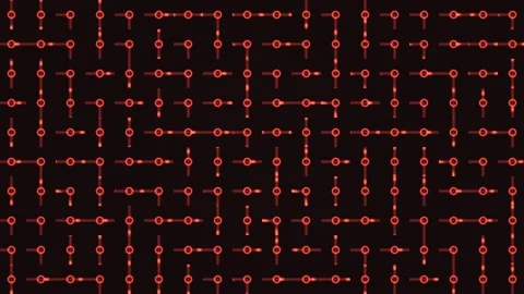Red lines and circles on a black geometric pattern Stock Footage 339000366
