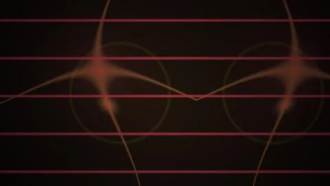 Red Lines Form a Symmetrical Abstract Motion Graphic Pattern on Dark Backgrou Stock Footage 343762523
