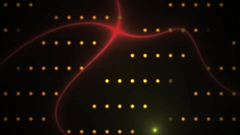 Red Lines Moving over Glowing Dots on a Dark Background for Digital Network.. Stock Footage 343762552