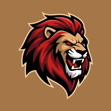 Red Lion Character Mascot e-Sport Logo Vector Template Illustrazione stock