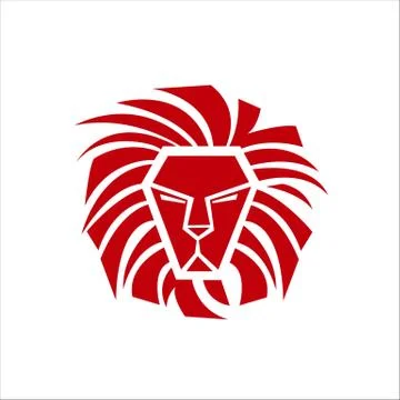 Red Lion head logo vector pride and power sign symbol graphic element Stock Illustration