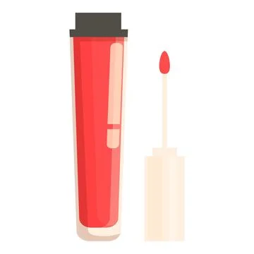 Red lip gloss standing with open applicator presenting color 스톡 일러스트