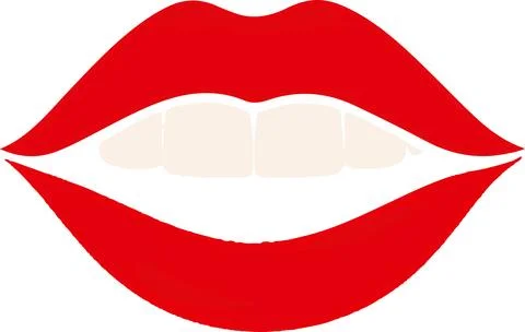 A red lip with white teeth Stock Illustration