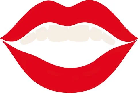 A red lip with white teeth Stock Illustration