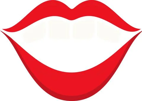 A red lip with white teeth Stock Illustration