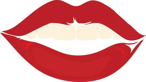 A red lip with white teeth Stock Illustration