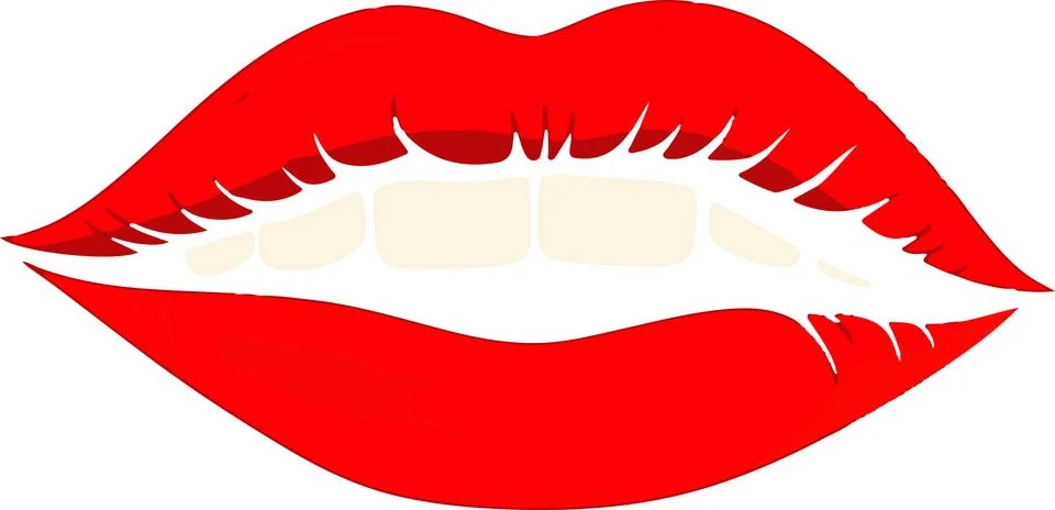 A red lip with white teeth Stock Illustration