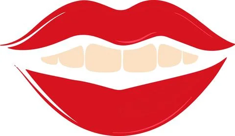 A red lip with white teeth Stock Illustration