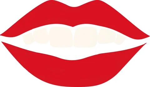 A red lip with white teeth Stock Illustration