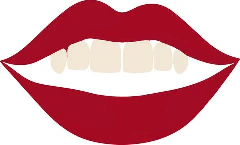 A red lip with white teeth Stock Illustration