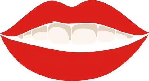 A red lip with white teeth Stock Illustration