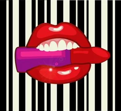 Red Lips at abstract background Stock Illustration