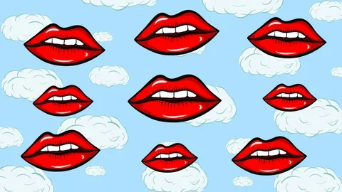 Red lips and cloudy sky Stock Footage 109457593