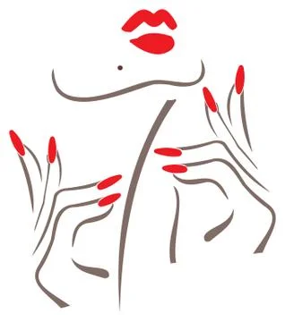 Red lips and red nails Stock Illustration