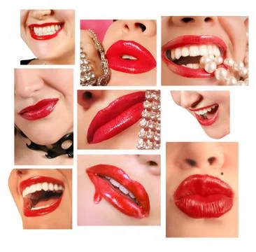 Red lips and smiles Stock Illustration