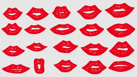 Red lips animation Video stock 148536050