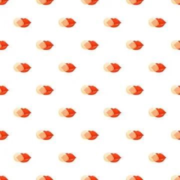 Red lips blowing bubble gum seamless pattern Stock Illustration
