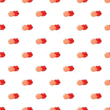 Red lips blowing bubble gum seamless pattern 스톡 일러스트