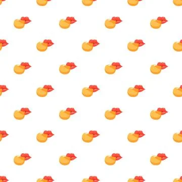 Red lips blowing yellow bubble gum pattern Ilustración de archivo