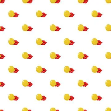 Red lips blowing yellow bubble gum seamless pattern Stock Illustration