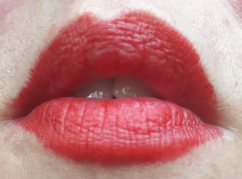 Red lips close up image Fotos Stock