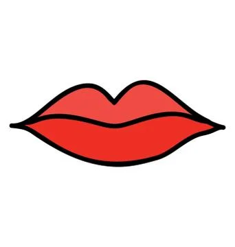 Red lips, doodle design vector Stock Illustration