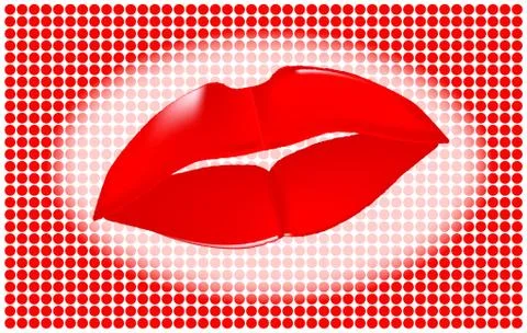 Red Lips Dots Background Stock Illustration