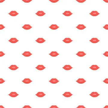 Red lips flat style seamless pattern background Stock Illustration