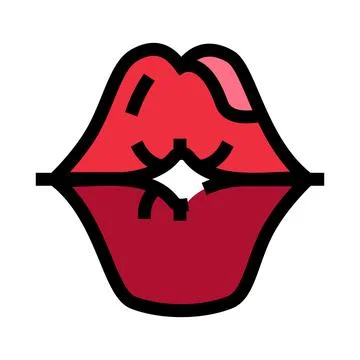 Red lips with gloss effect icon illustration Stock Illustration
