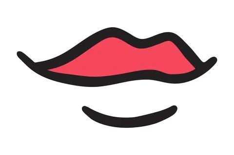 Red lips hand drawn with ink paint brush Stock Illustration