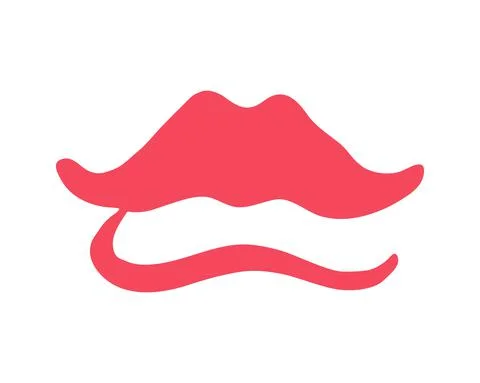 Red lips hand drawn with ink paint brush Illustrazione stock